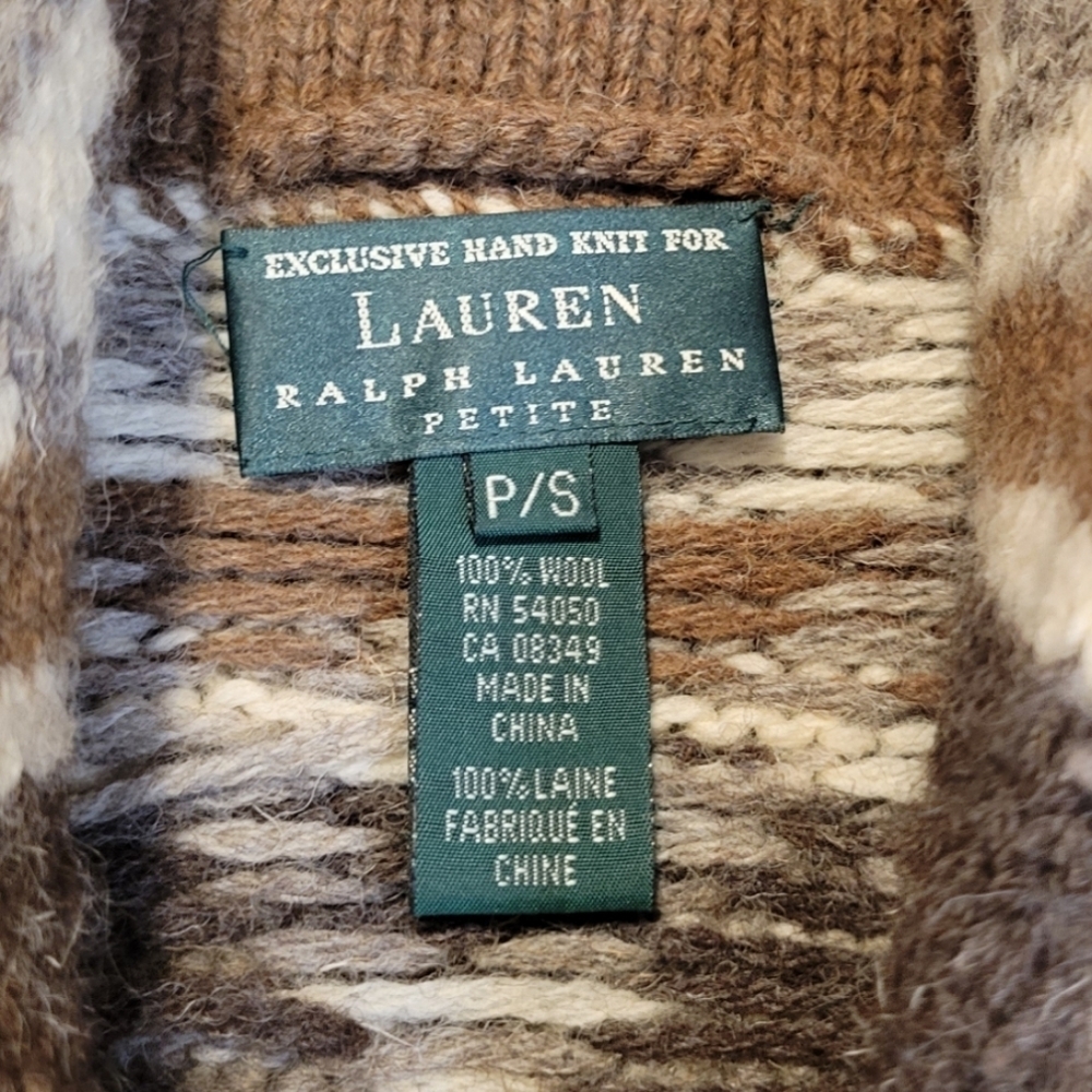 Lauren Ralph Lauren Exclusive Hand Knit  100% Wool Cardigan Sweater Size Small - Picture 4 of 11
